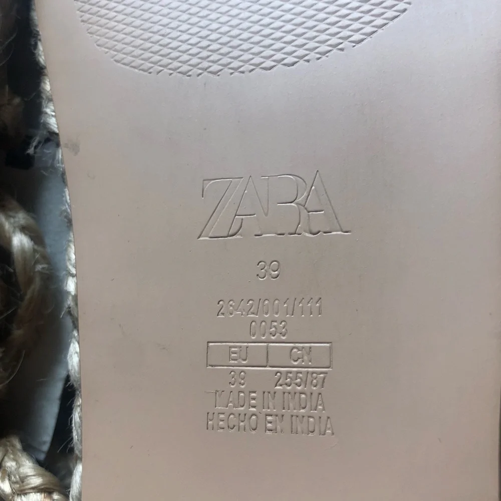 Zara Natural Braided Ankle-Tie Flat Sandals - Picture 6 of 8